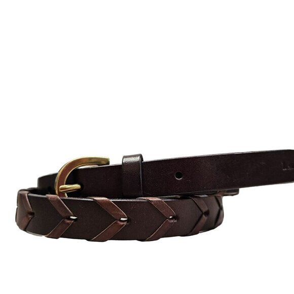 Lauren Ralph Lauren NWOT Brown Braided Leather Belt‎ Brass Buckle Two Tone 32 - Picture 2 of 11